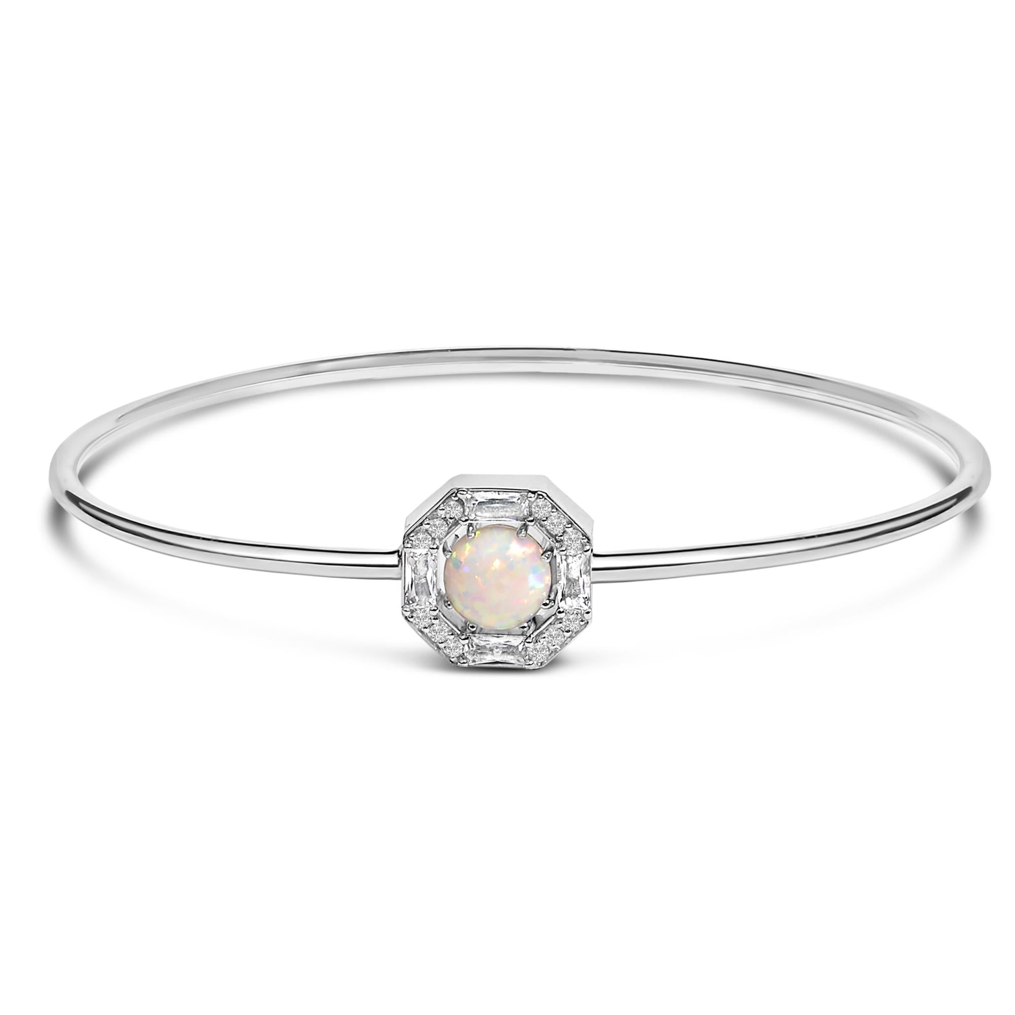 Alarice Opal & White Sapphire Halo Bangle
