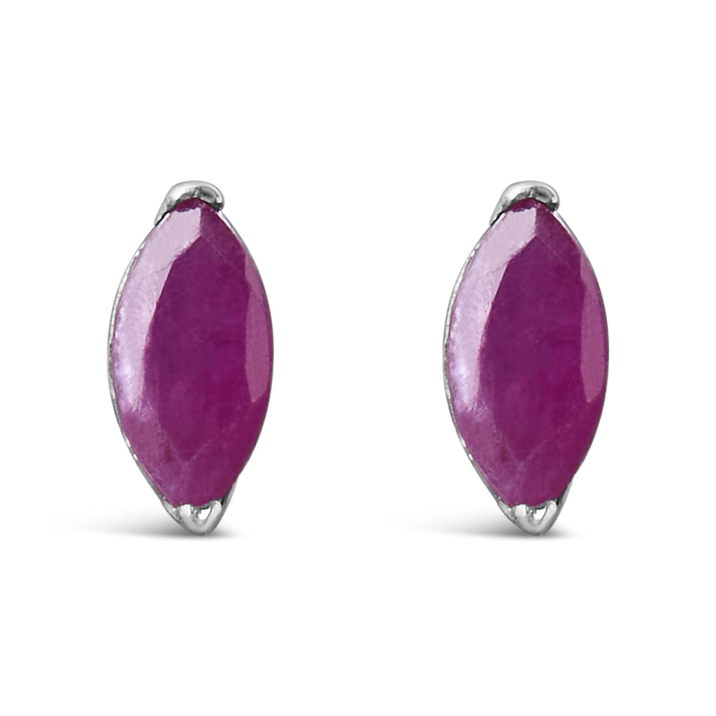 Boucles d'oreilles solitaires en argent sterling 925, rubis rose synthétique, 1/2 ct
