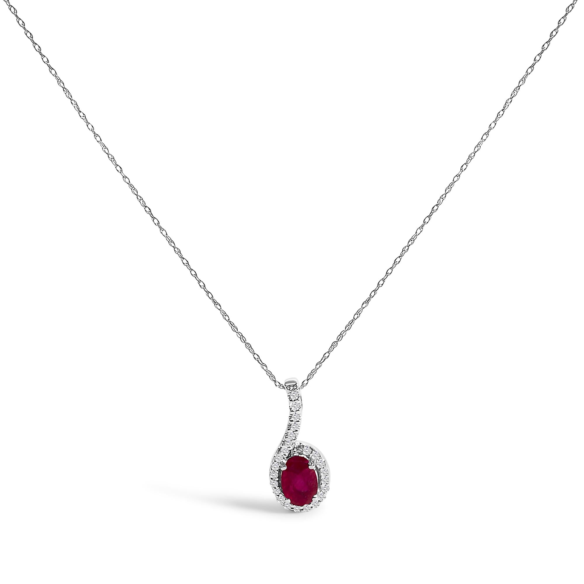 Carmine Teardrop Pendant Necklace