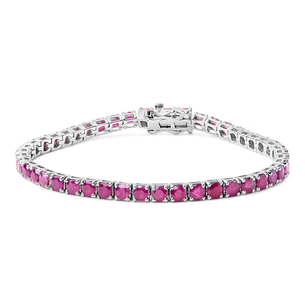 Bracelet tennis en argent sterling 925 avec rubis rose synthétique de 11,5 ct - 18,4 cm