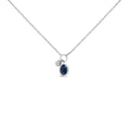 10K White Gold Oval Blue Sapphire and Diamond Double Charm Pendant Necklace - 18" Inches