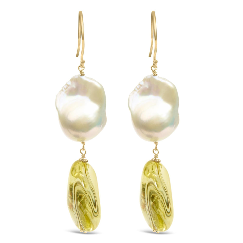 Chantelle Citrine and Baroque Pearl Drop and Dangle Earrings