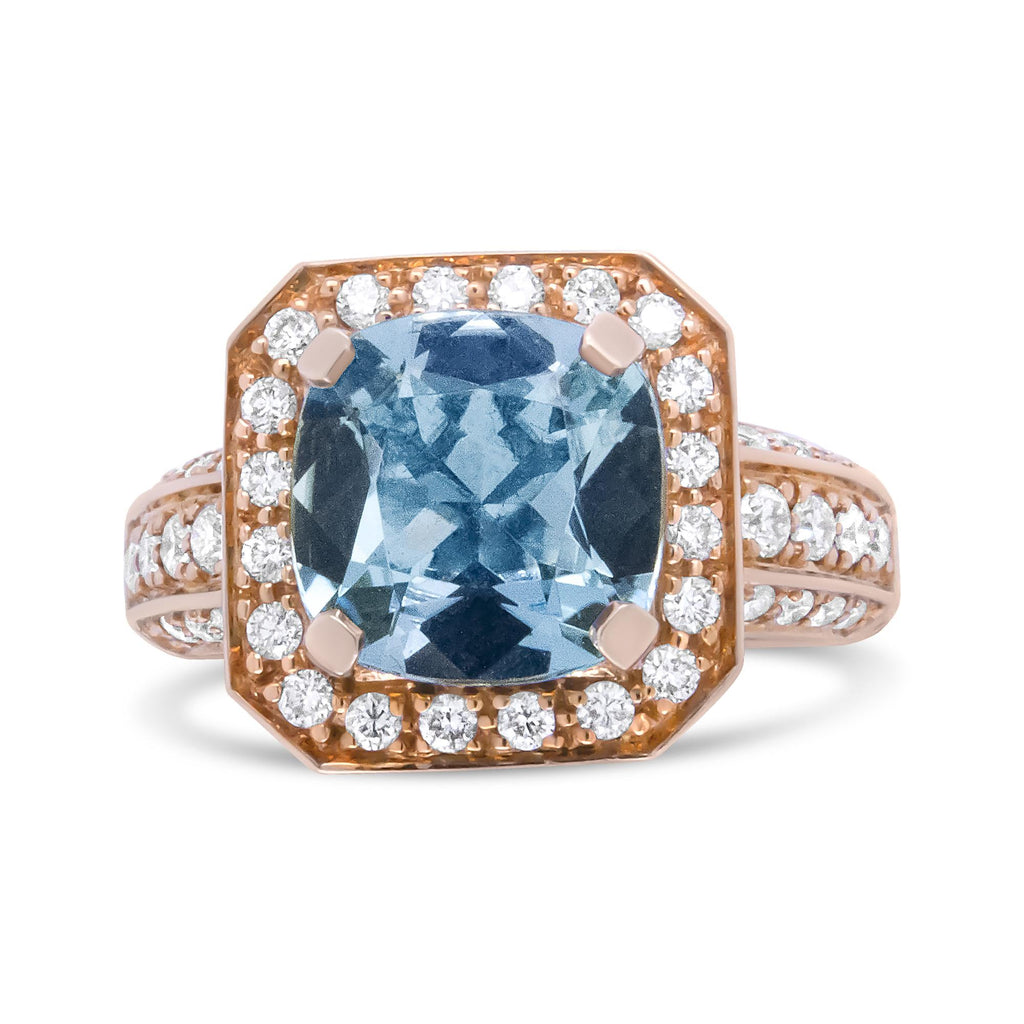 Leora Aquamarine Halo Ring