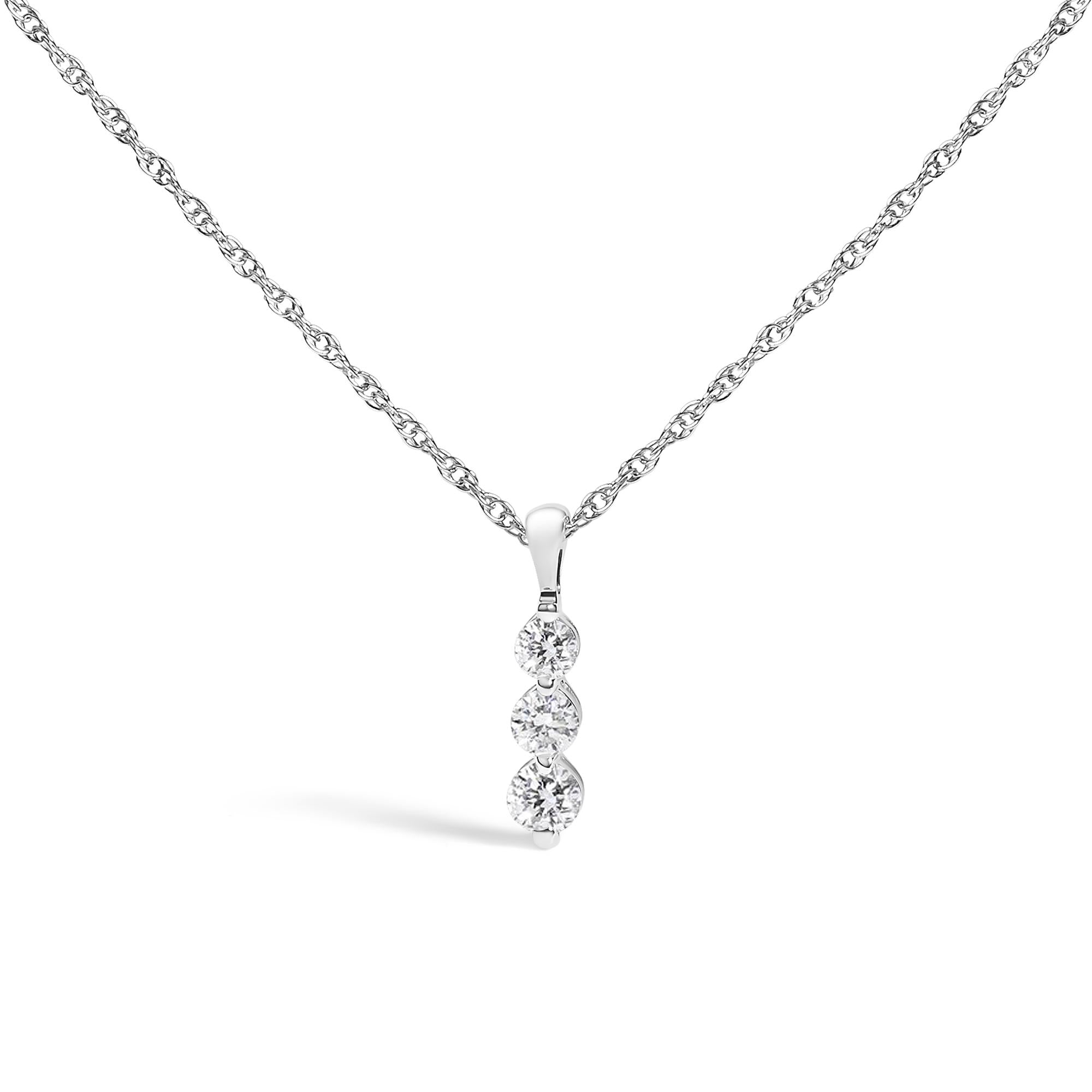 Celestine Three Stone Diamond Pendant Necklace