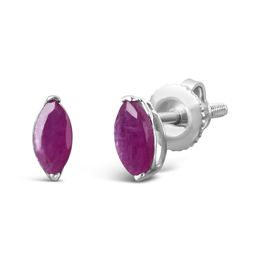 Boucles d'oreilles solitaires en argent sterling 925, rubis rose synthétique, 1/2 ct