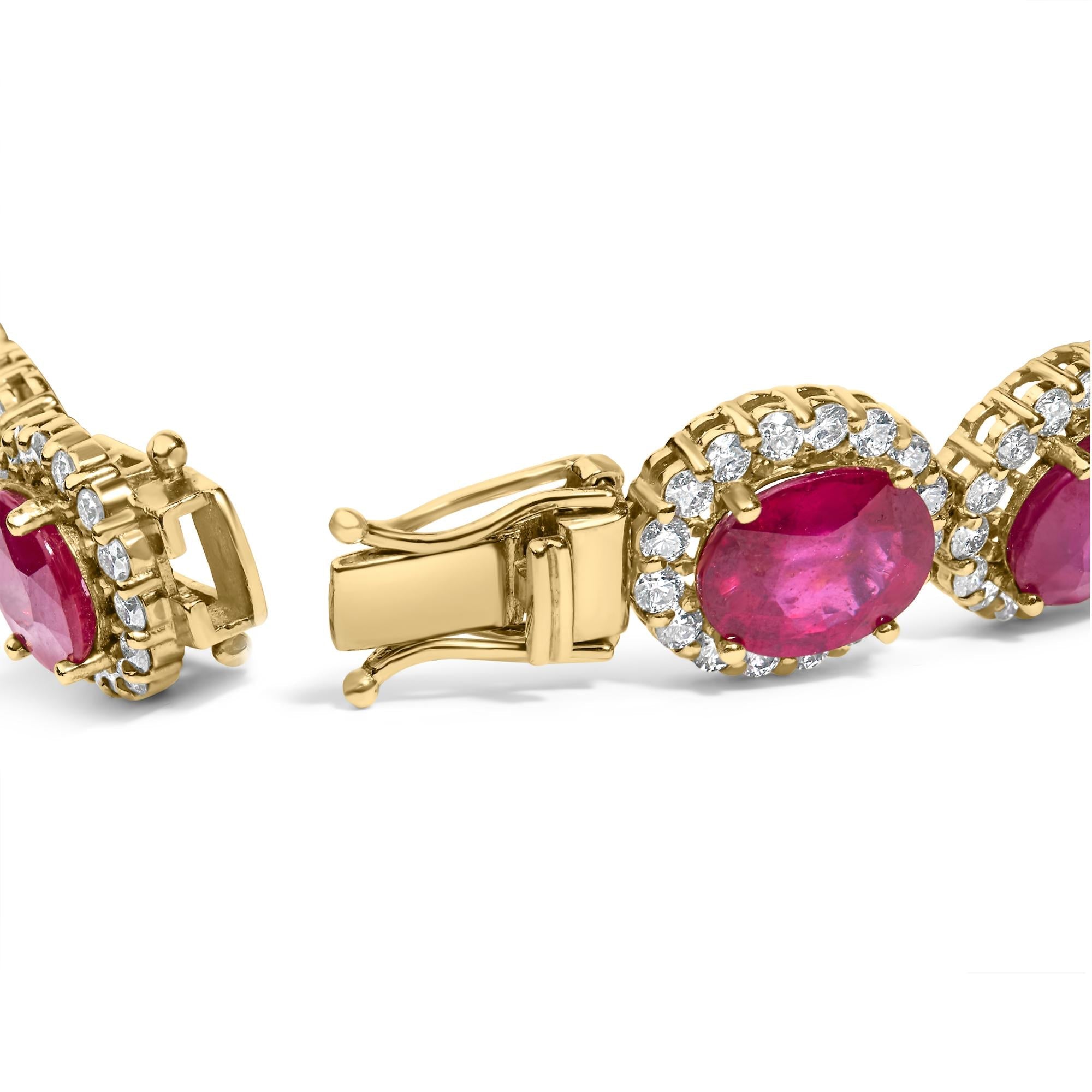 Erzulienne Natural Red Ruby Halo Link Bracelet