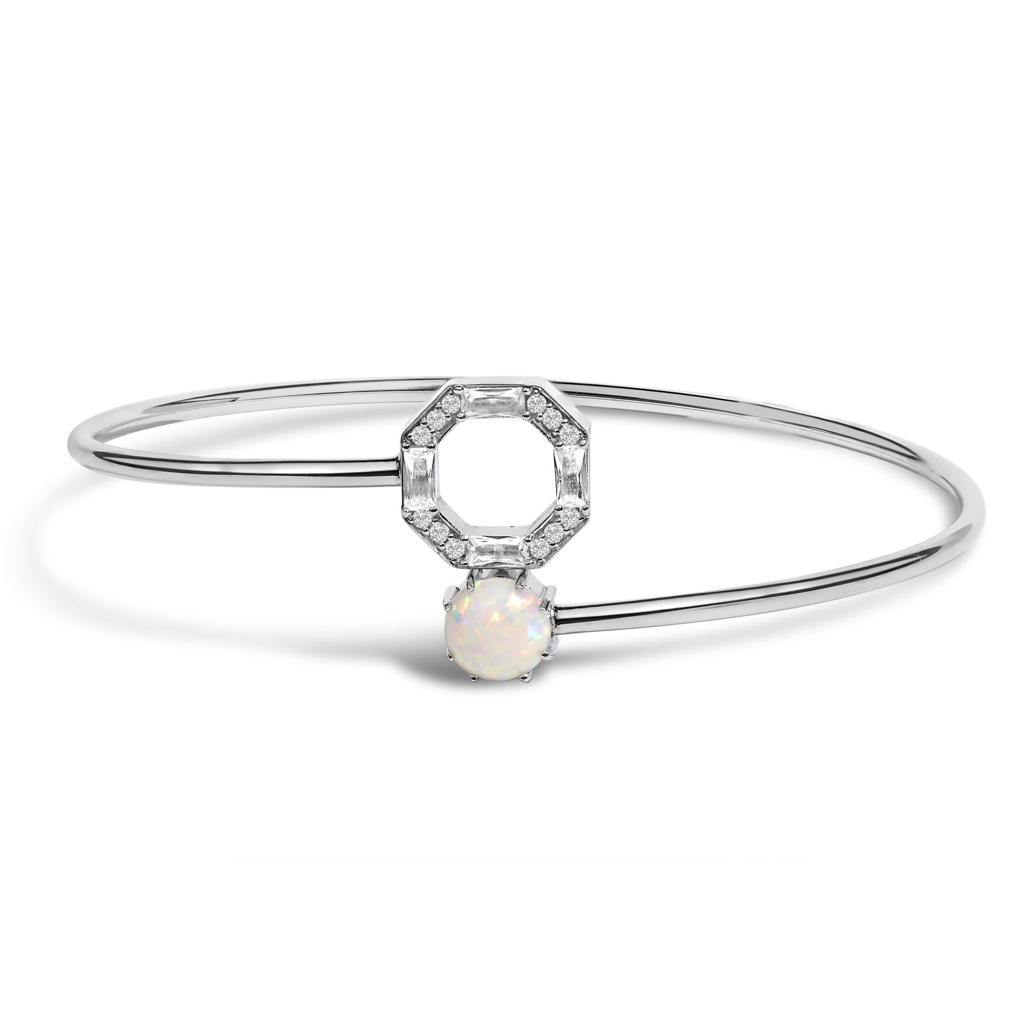 Alarice Opal & White Sapphire Halo Bangle