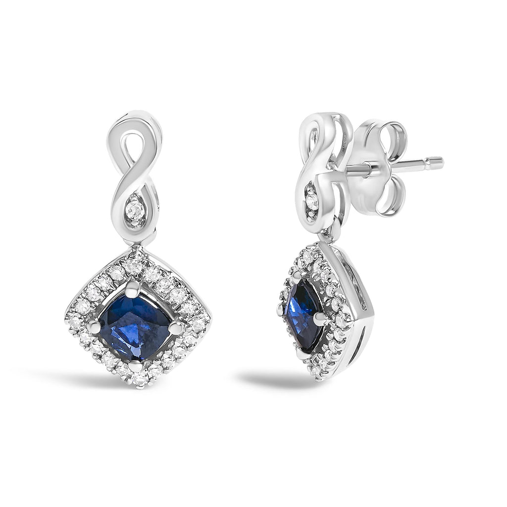 Azur Halo Cushion Shaped Drop Earrings