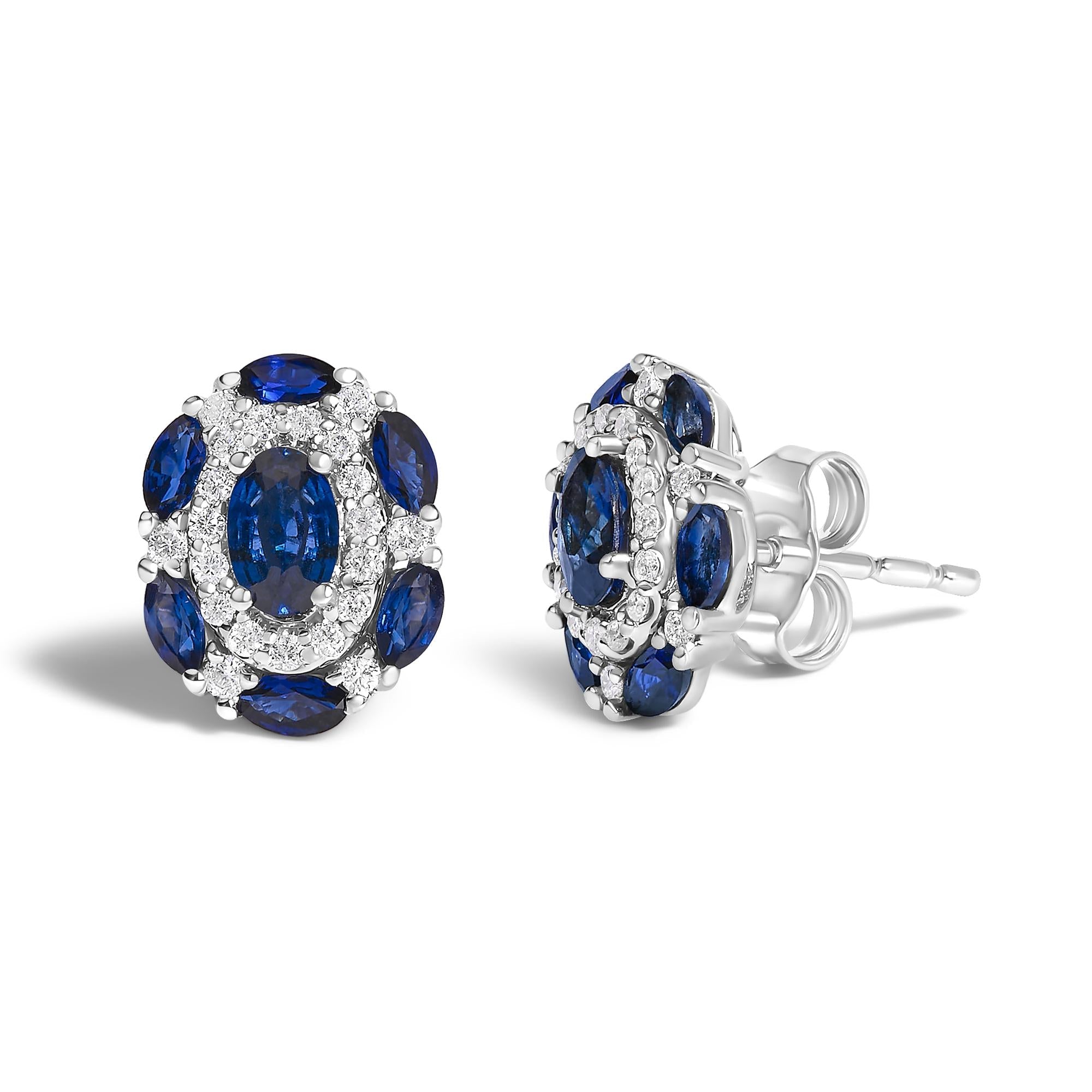 Clair de Saphir Vintage Style Stud Earrings