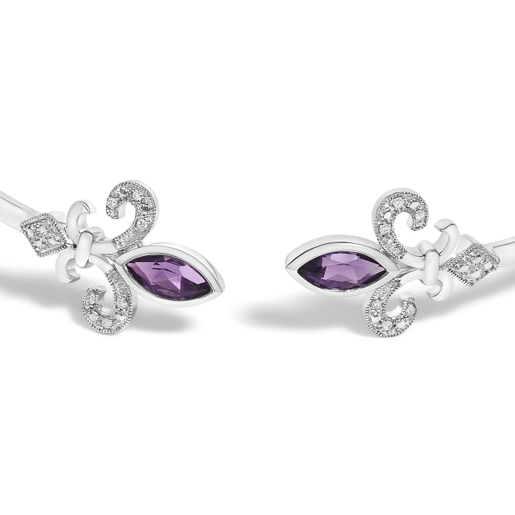 Amethyst Fleur De Lys Open Cuff Bangle