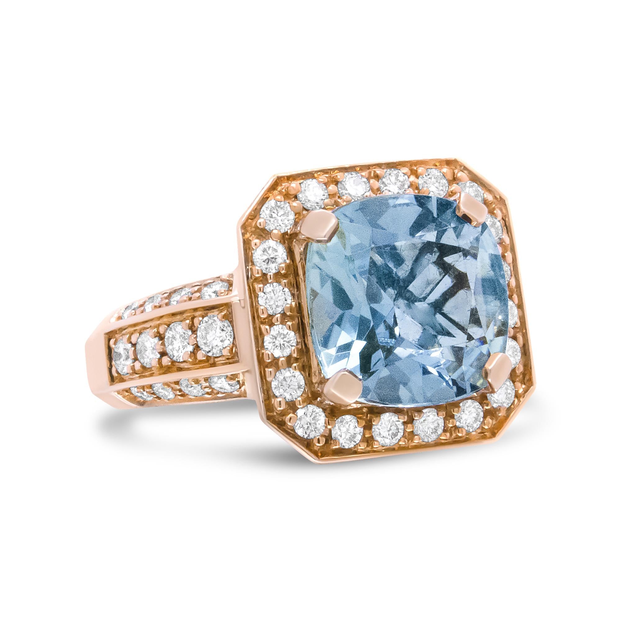 Leora Aquamarine Halo Ring