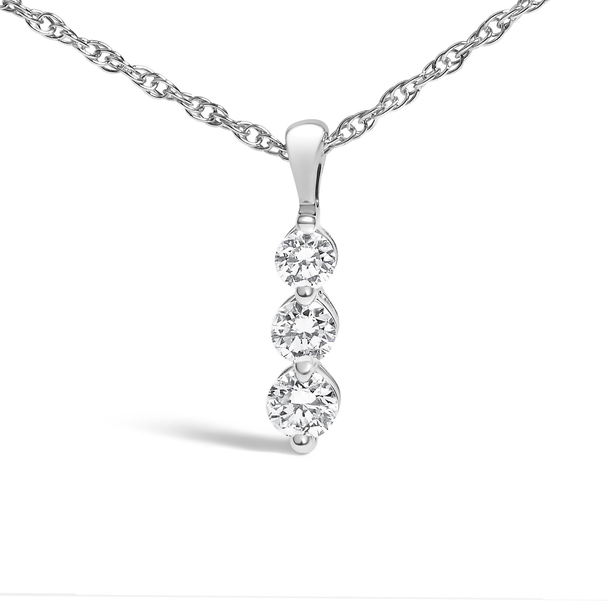 Celestine Three Stone Diamond Pendant Necklace