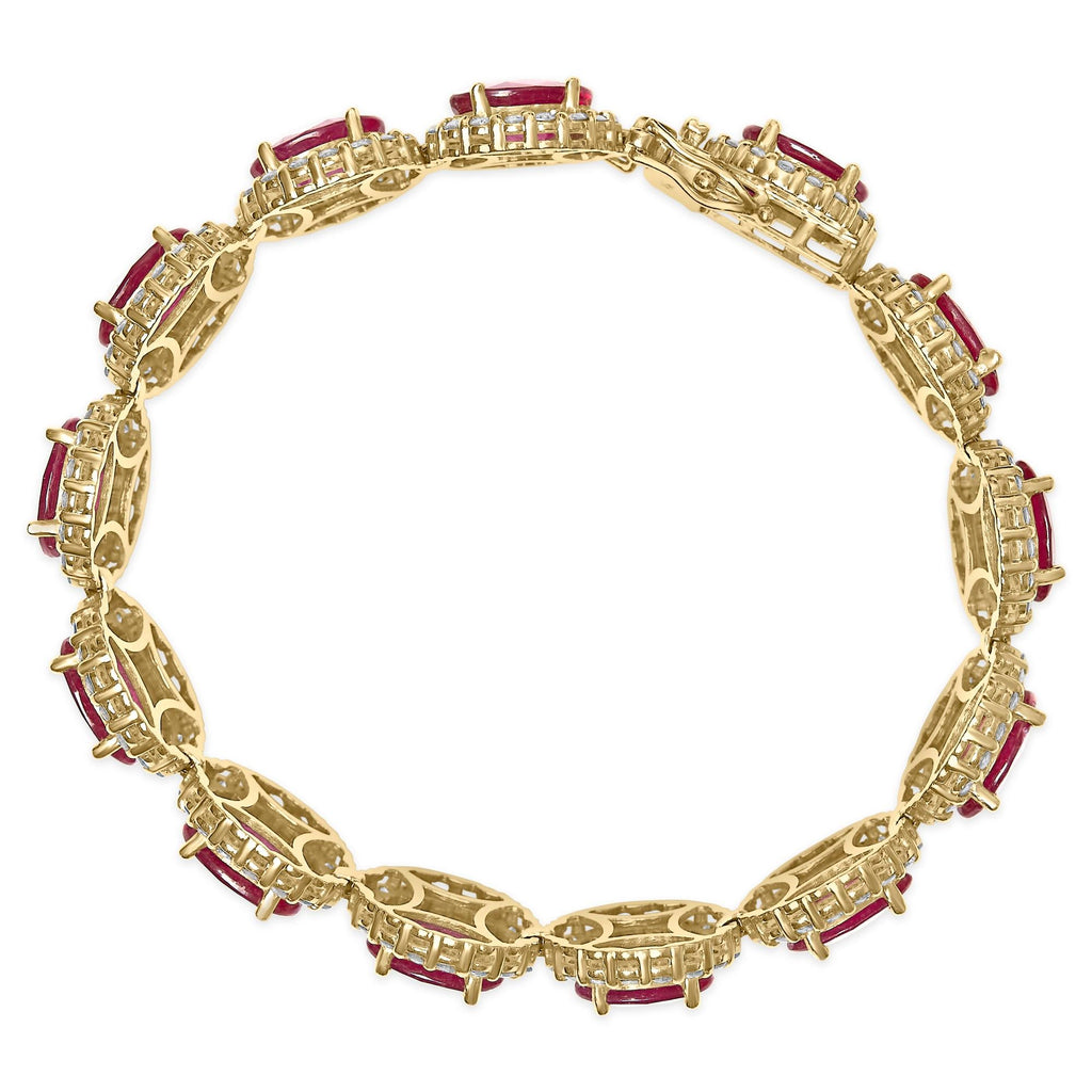 Erzulienne Natural Red Ruby Halo Link Bracelet
