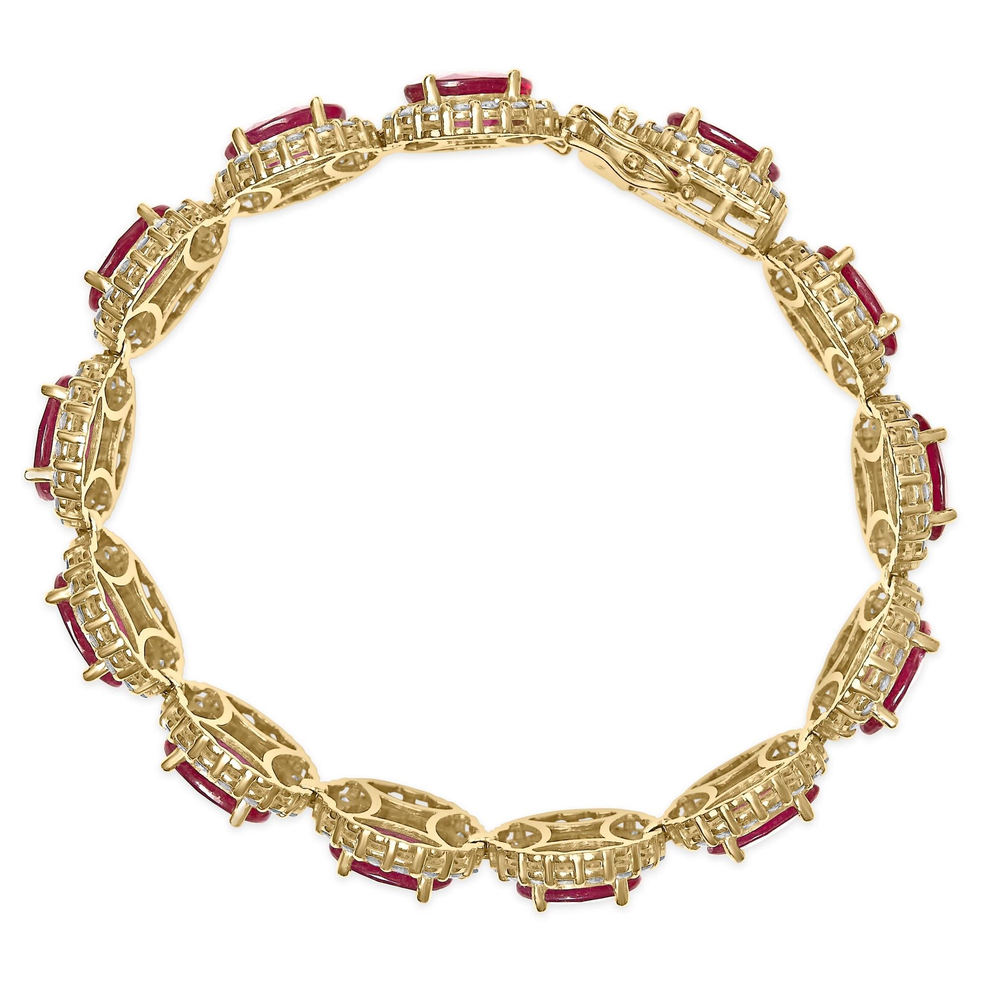 Erzulienne Natural Red Ruby Halo Link Bracelet
