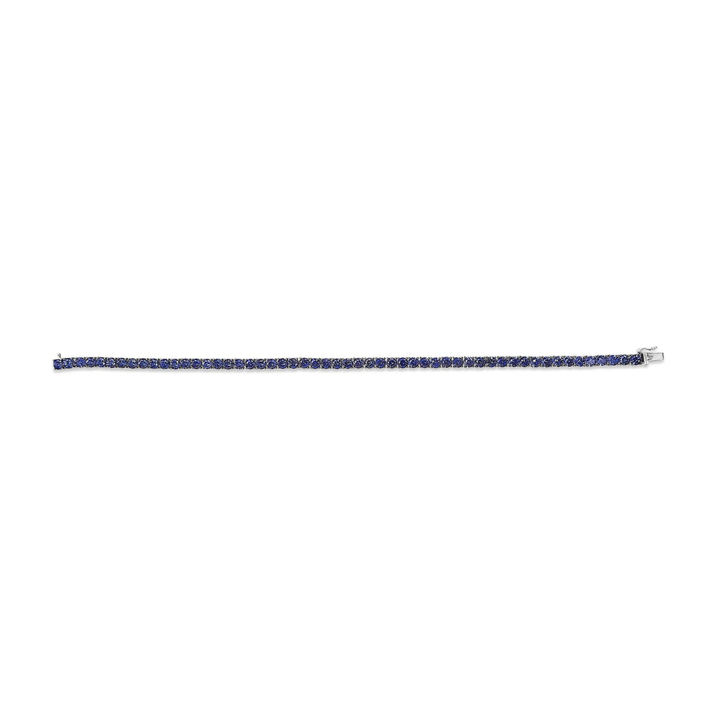 .925 Sterling Silver Created Blue Sapphire Tennis Bracelet - 8.5" Inches