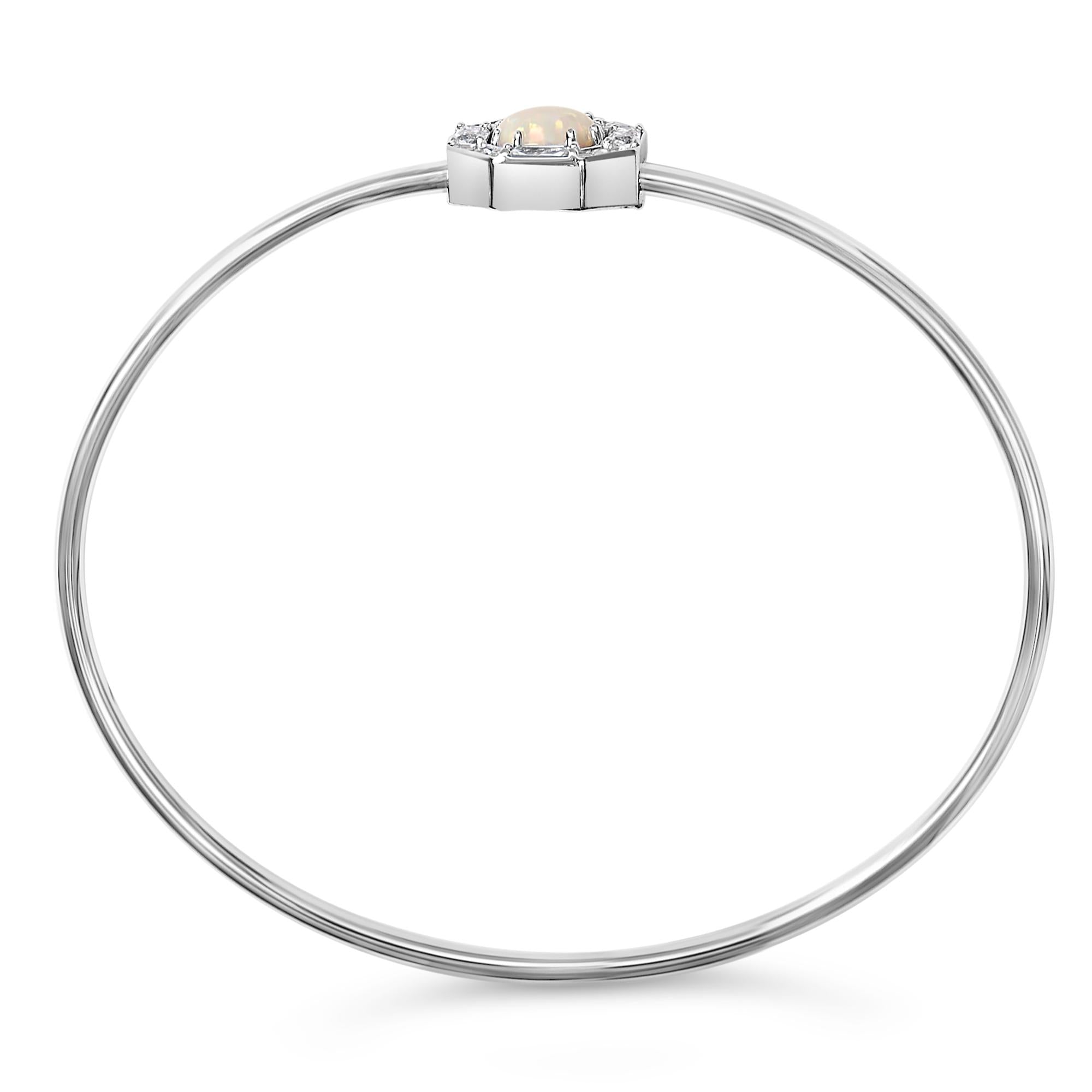 Alarice Opal & White Sapphire Halo Bangle