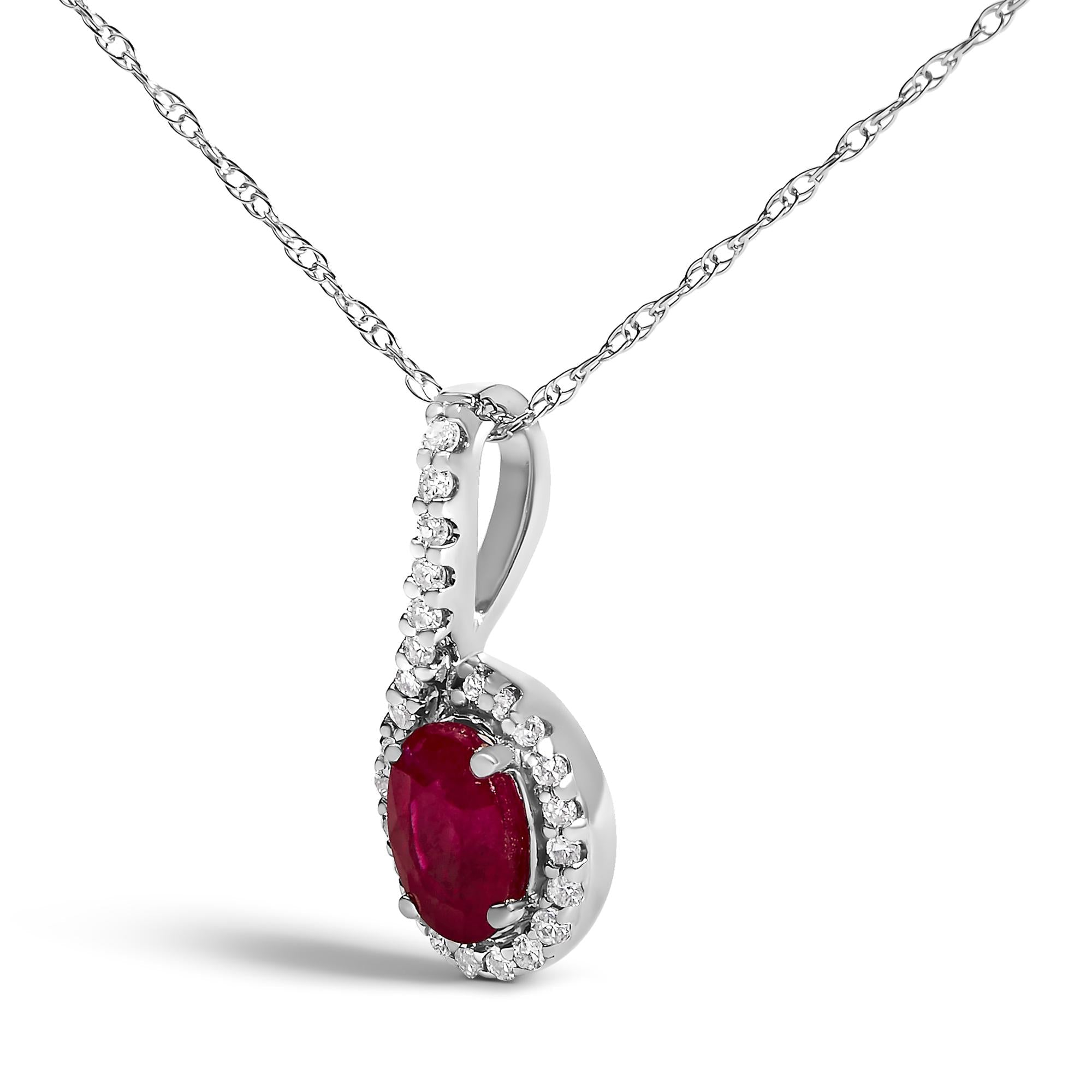 Carmine Teardrop Pendant Necklace