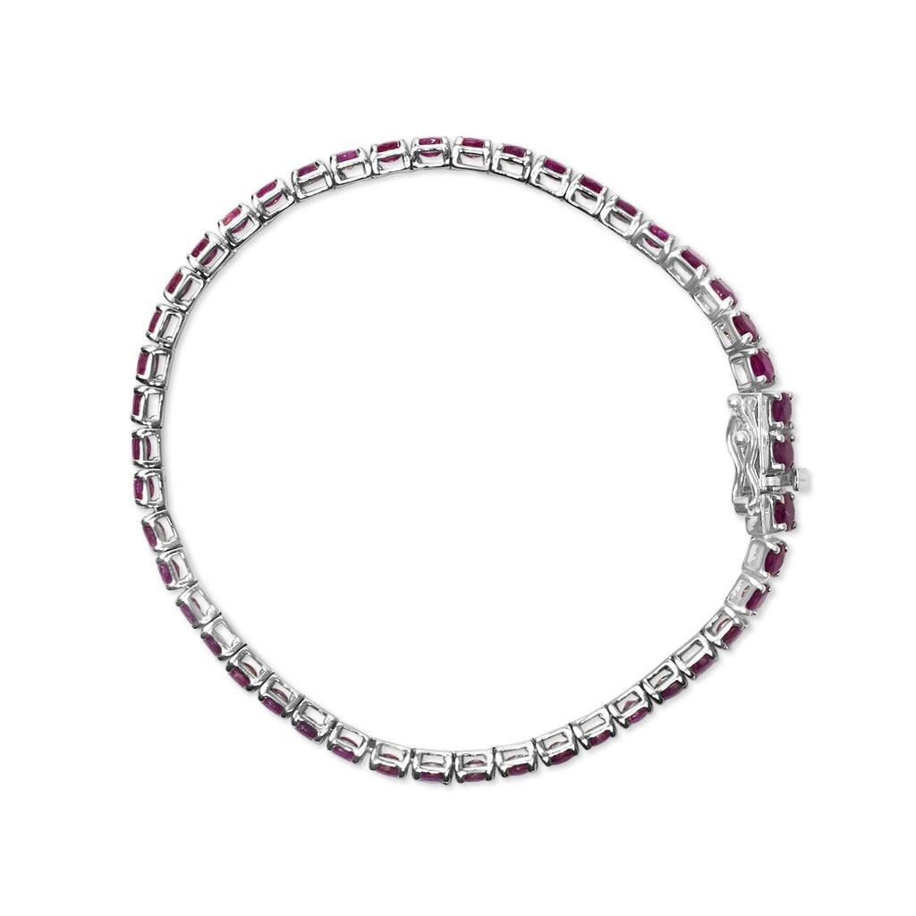 Bracelet tennis en argent sterling 925 avec rubis rose synthétique de 11,5 ct - 18,4 cm