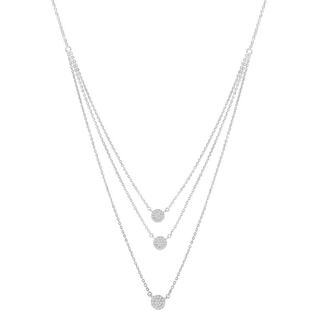 Collier multi-rangs en argent sterling 925, pendentif en forme de médaillon de diamant rond 1/2 ct, 45,7 cm (couleur HI, pureté I2-I3)