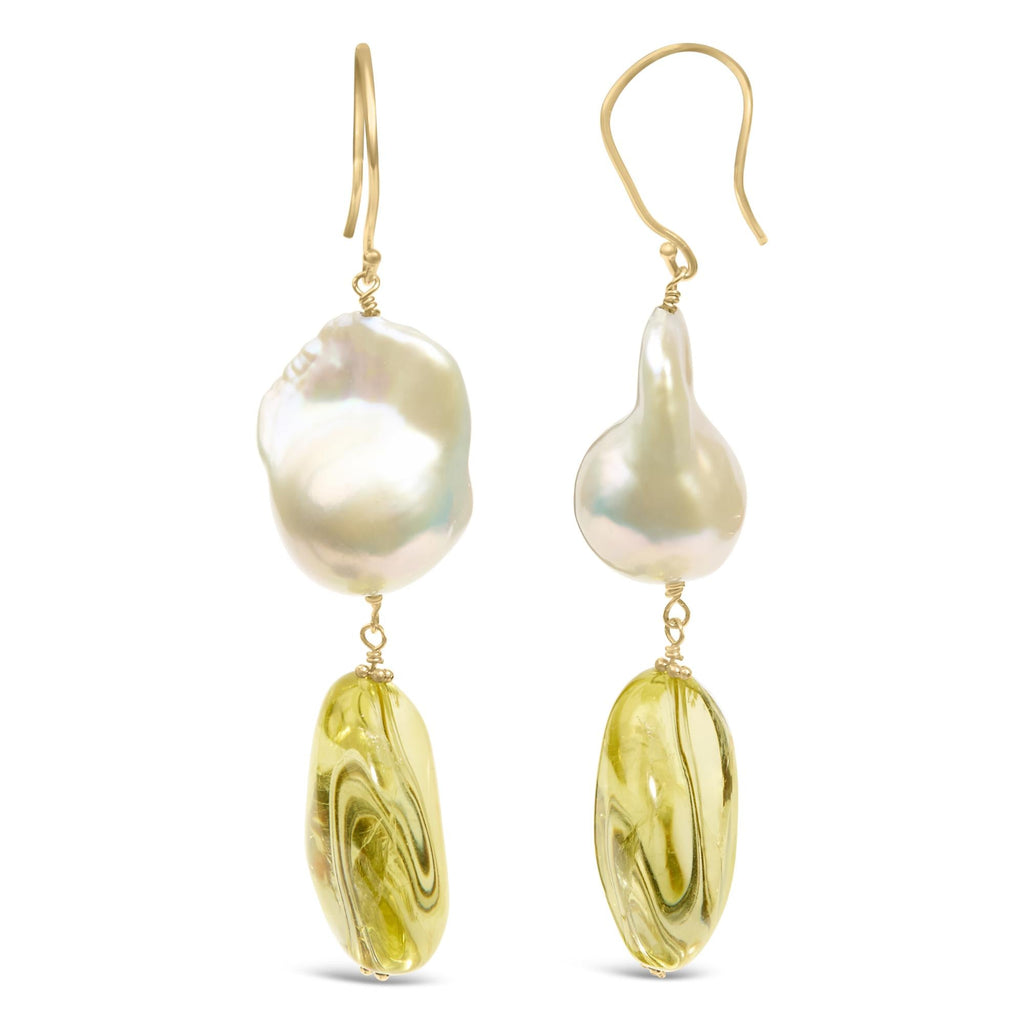 Chantelle Citrine and Baroque Pearl Drop and Dangle Earrings