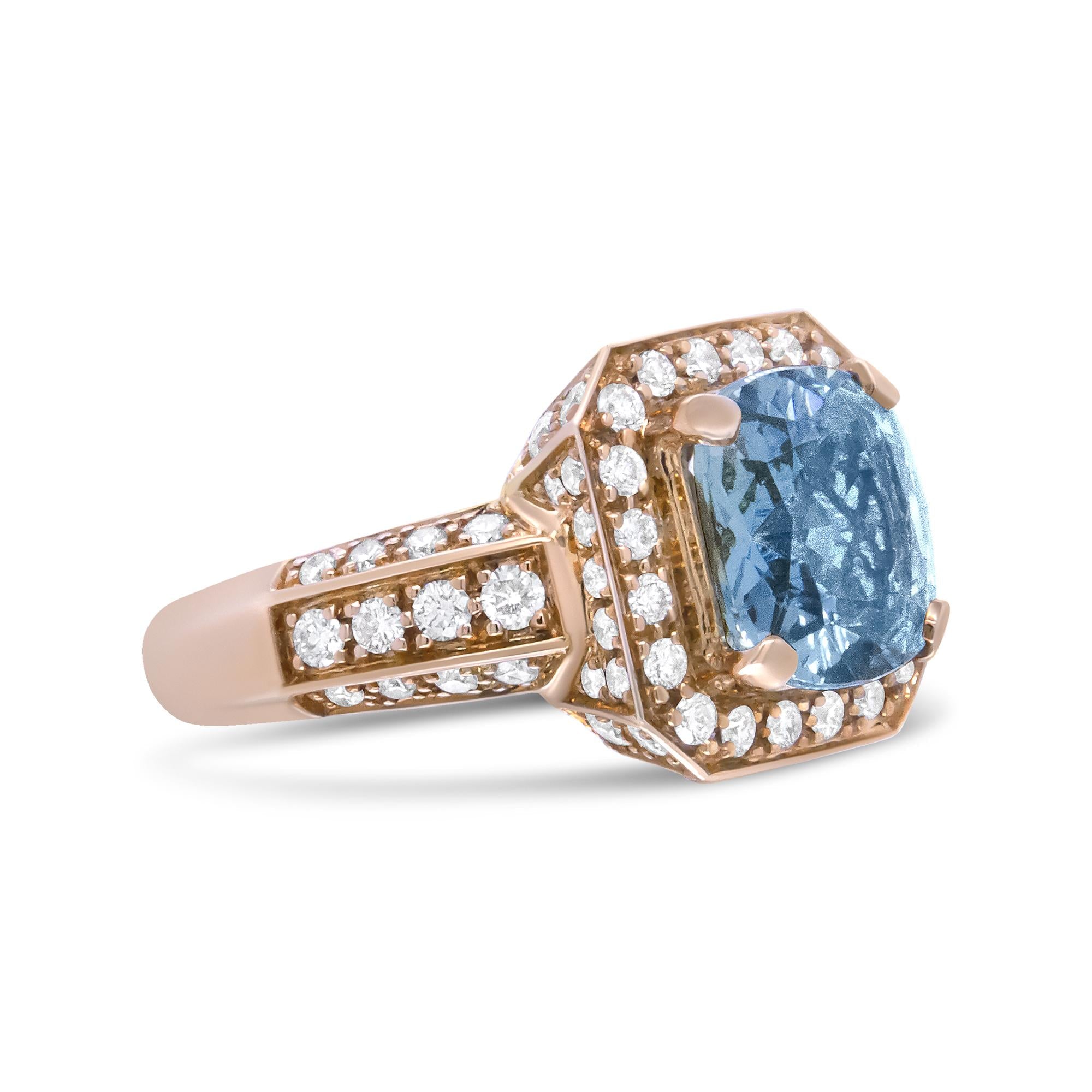 Leora Aquamarine Halo Ring