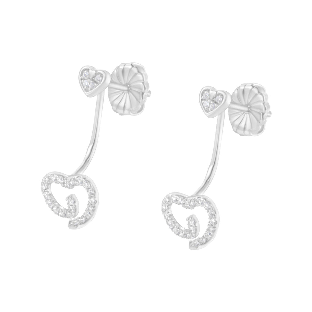 Boucles d'oreilles en argent sterling 925 avec cœur tourbillonnant de diamants 1/4 ct (couleur IJ, pureté I2-I3)