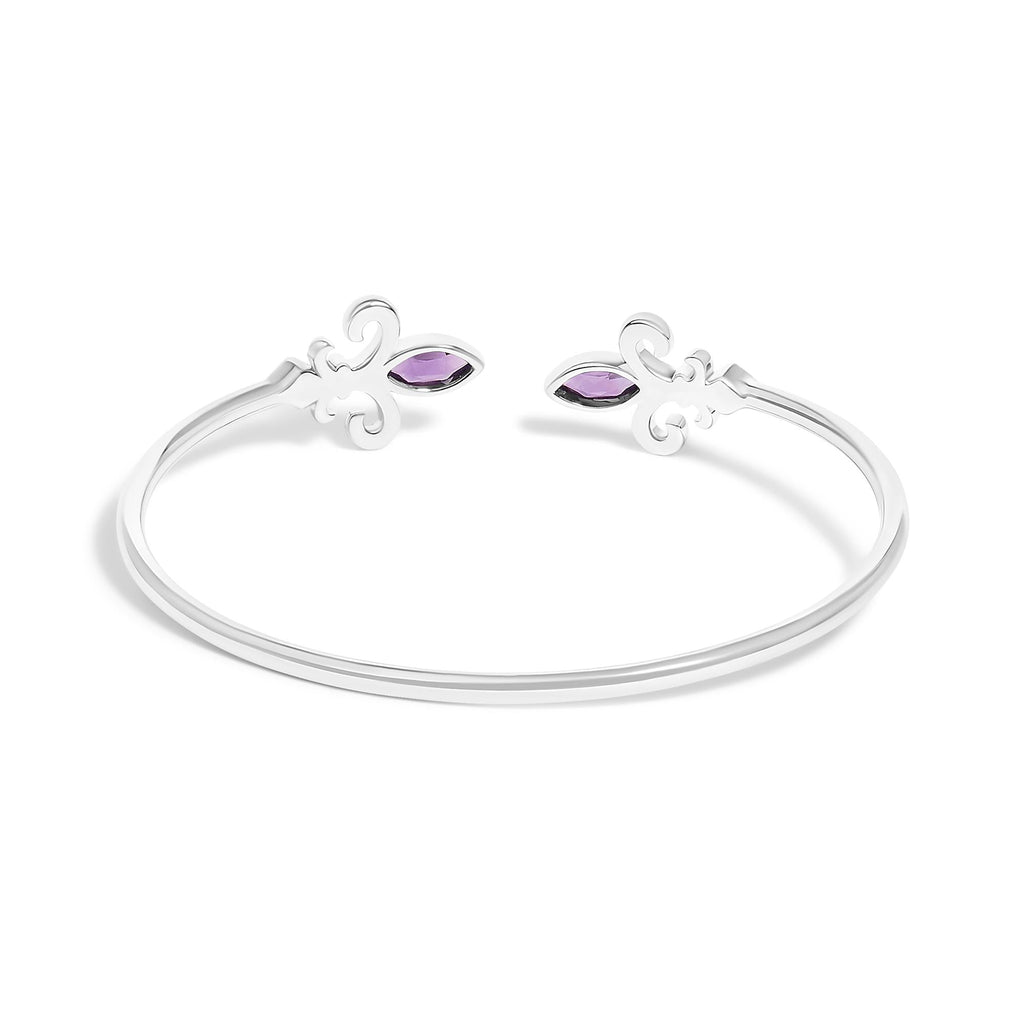 Amethyst Fleur De Lys Open Cuff Bangle
