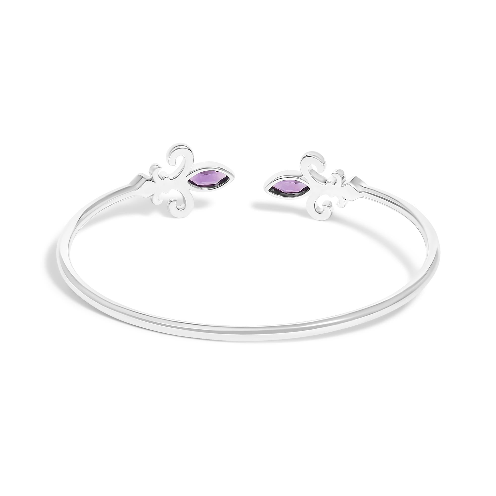 Amethyst Fleur De Lys Open Cuff Bangle