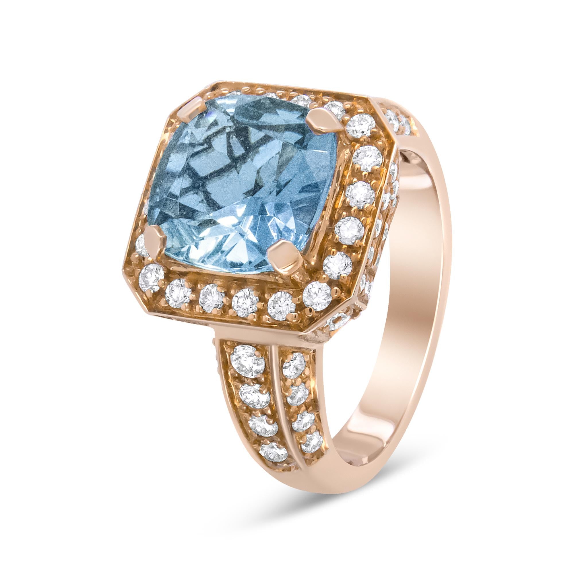 Leora Aquamarine Halo Ring