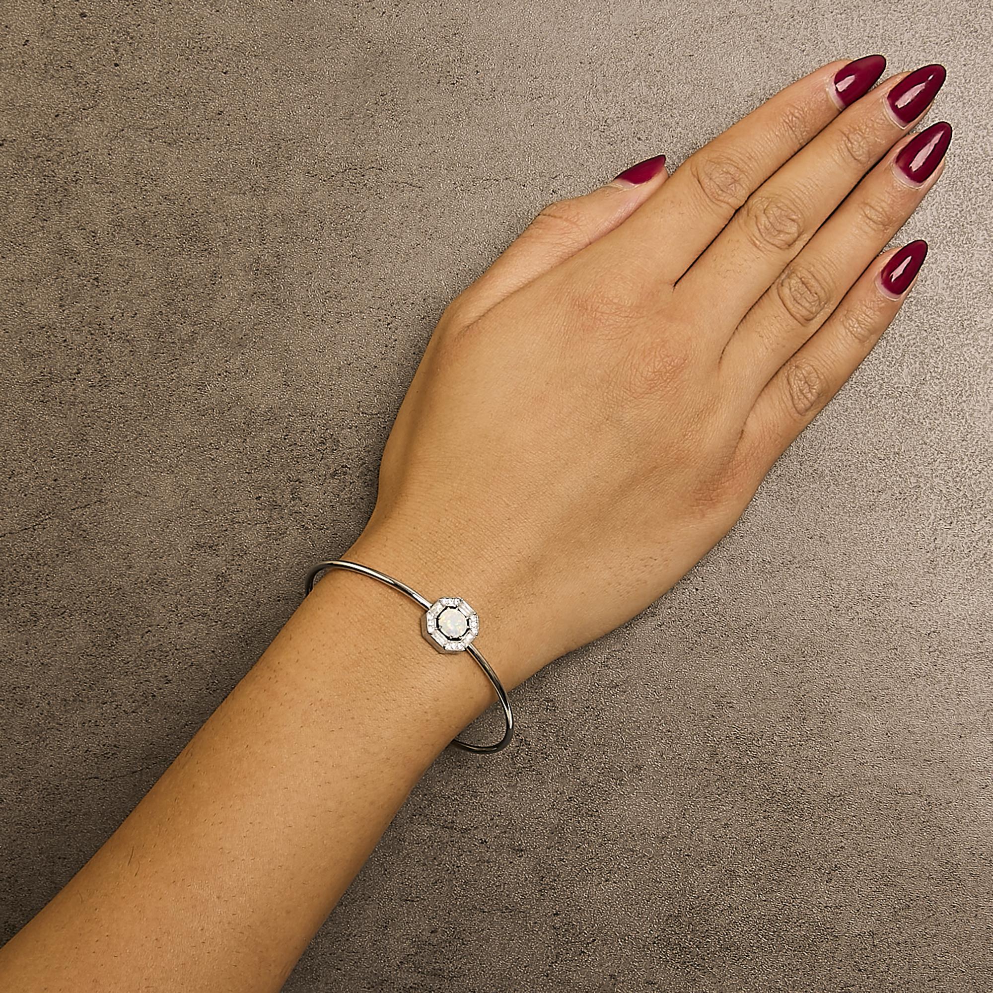 Alarice Opal & White Sapphire Halo Bangle