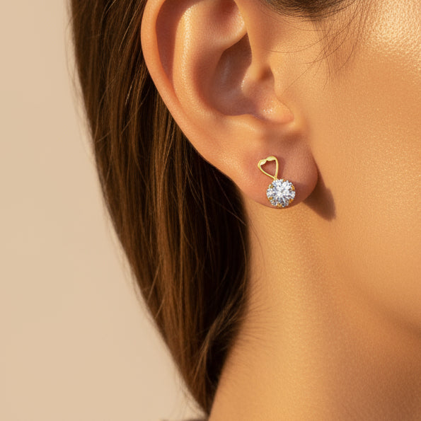 14K Yellow Gold 1ct. TDW Round-cut Diamond Earrings (I-J,SI2-I1)