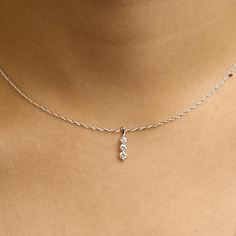 Celestine Three Stone Diamond Pendant Necklace