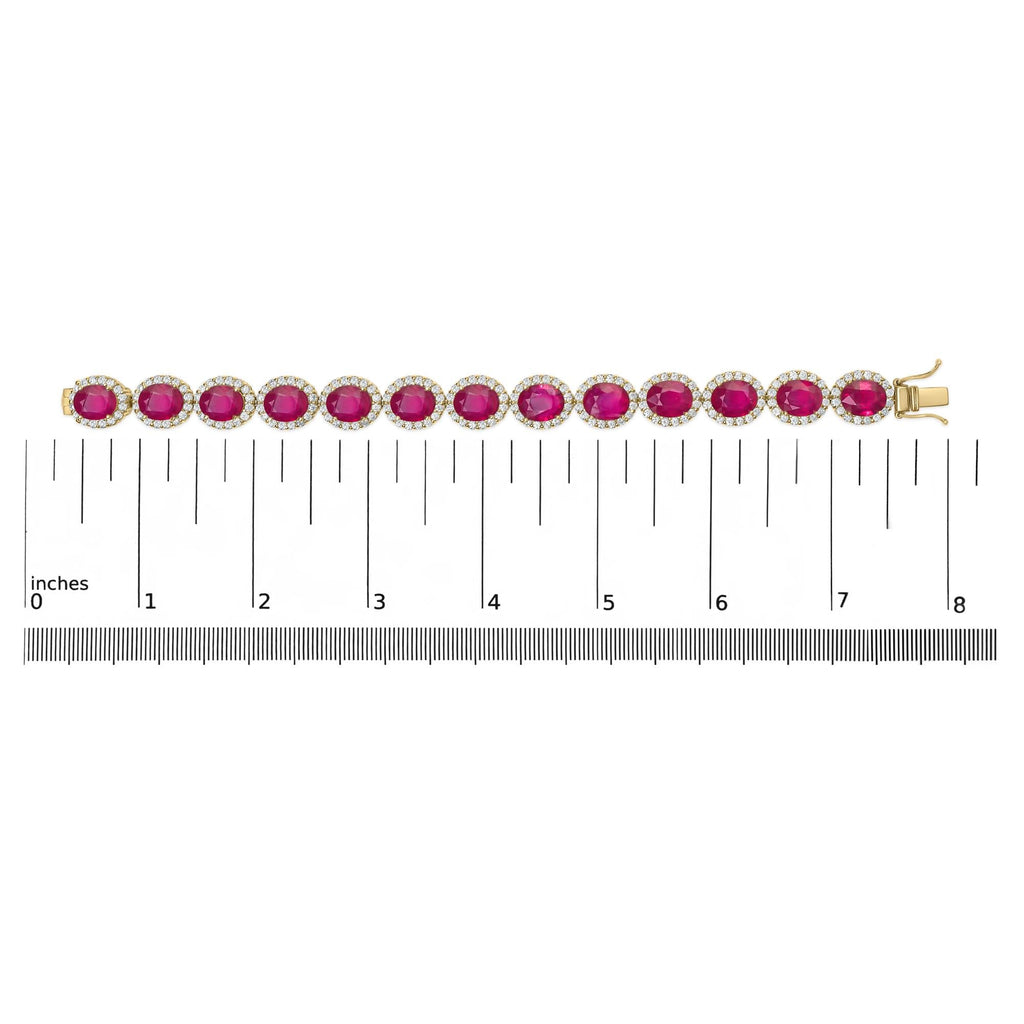 Erzulienne Natural Red Ruby Halo Link Bracelet