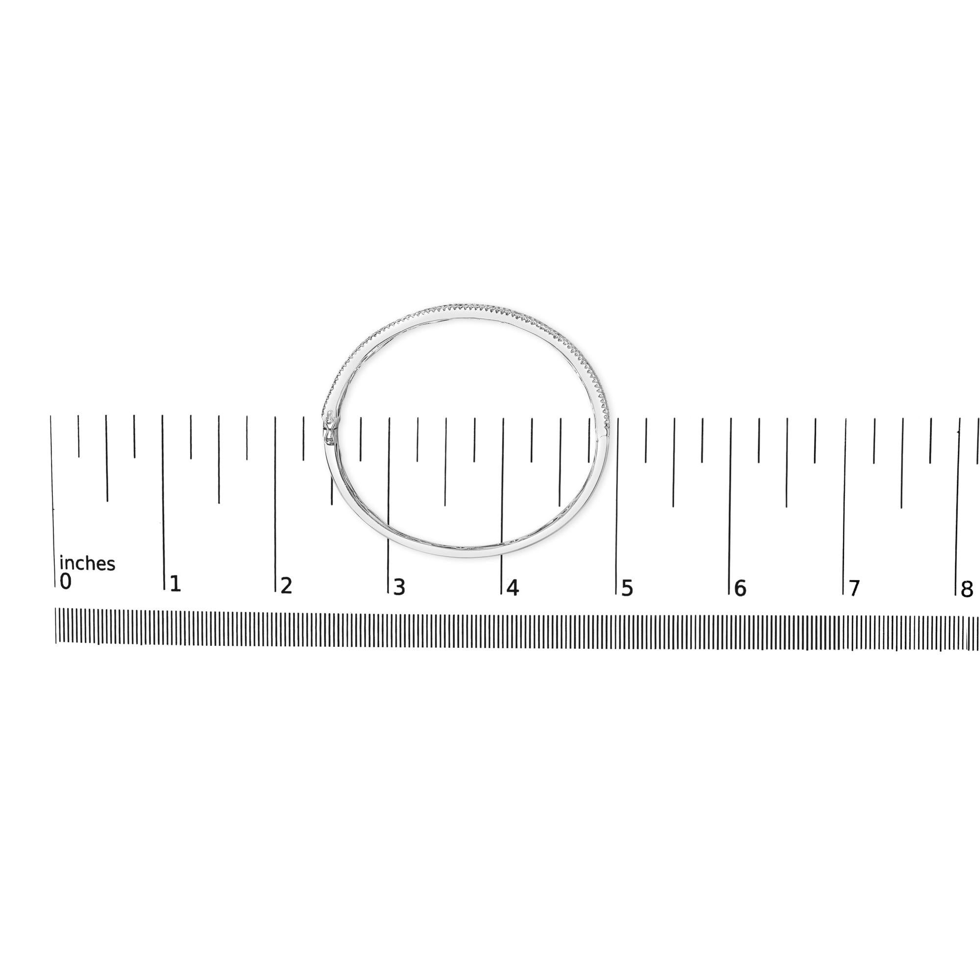 18K White Gold Alternating Diamond and 8.00 Cttw Princess Cut Blue Sapphire Multi Row Bangle Bracelet (G-H Color, VS1-VS2 Clarity) - 7" Inches