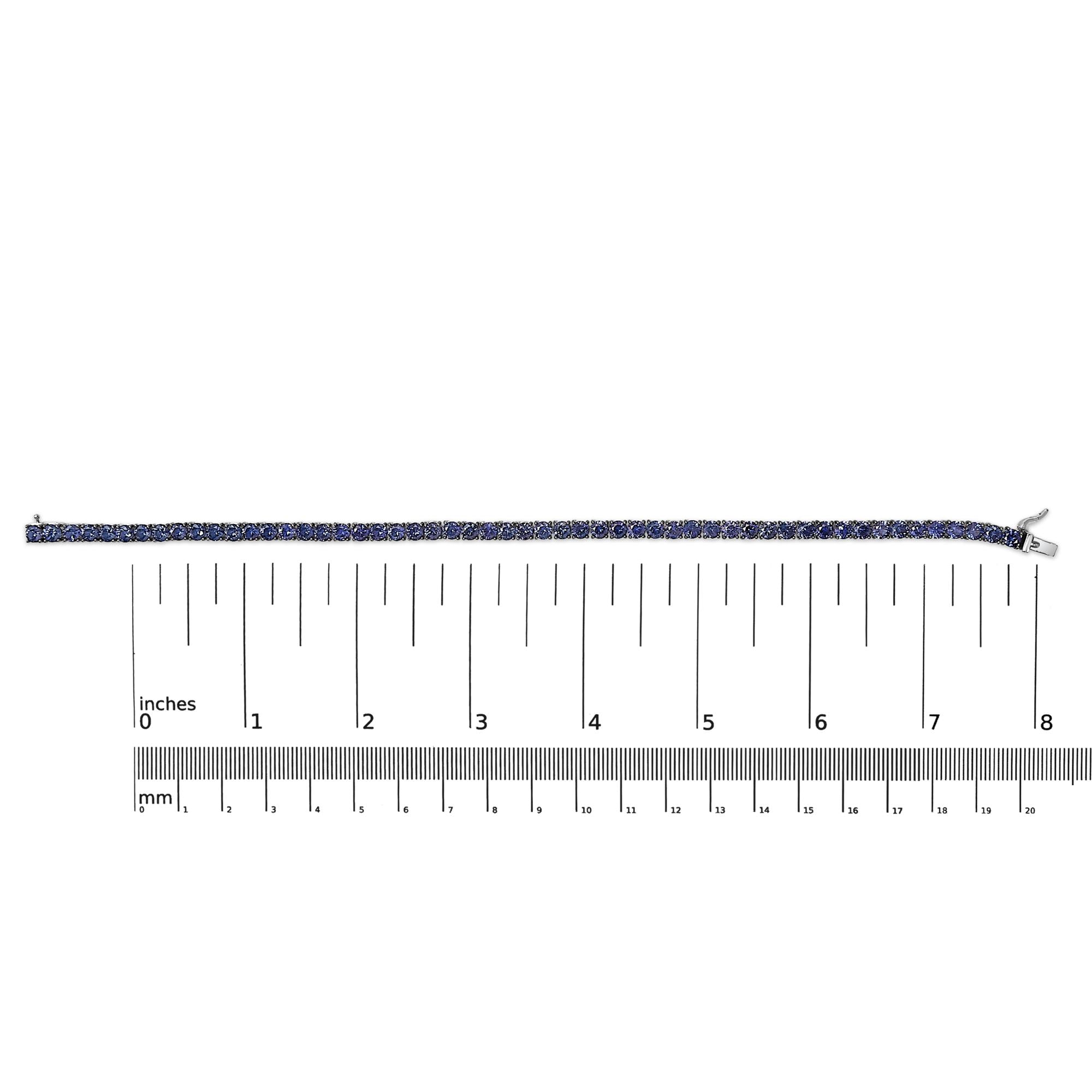 .925 Sterling Silver Created Blue Sapphire Tennis Bracelet - 8.5" Inches