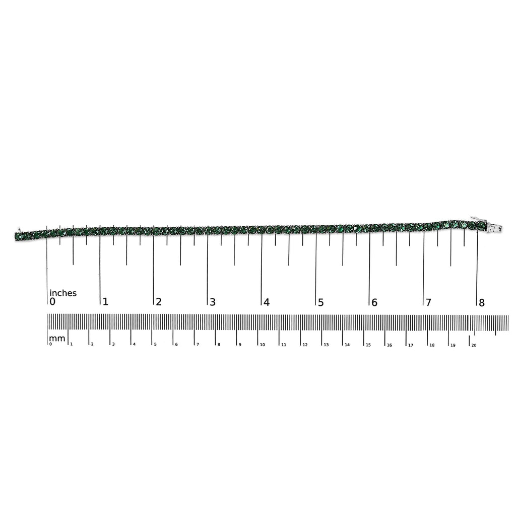 Unisex .925 Sterling Silver Created Green Emerald Tennis Bracelet - 8.5" Inches