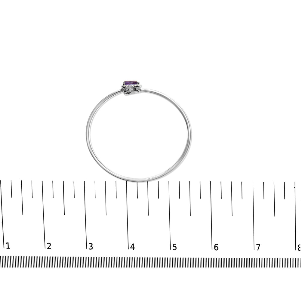 Bracelet jonc en argent sterling 925, 8 x 5,5 mm, en forme de poire, avec améthyste et diamants (couleur haute, pureté SI1-SI2) - Convient aux tailles jusqu'à 7 pouces