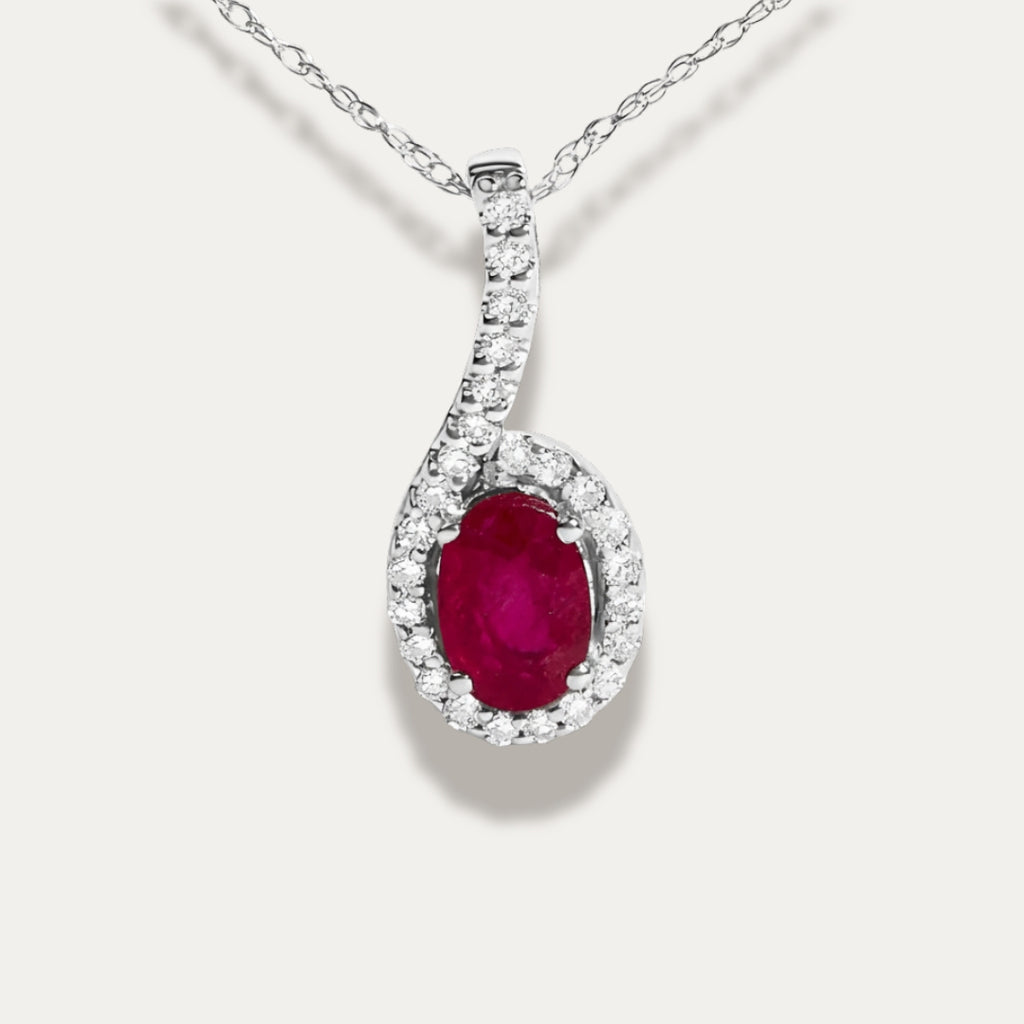 Carmine Teardrop Pendant Necklace