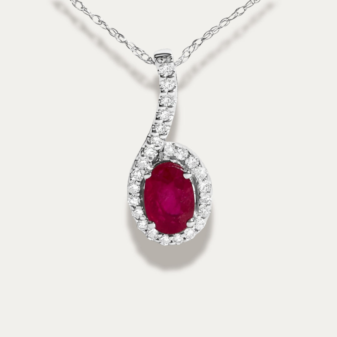 Carmine Teardrop Pendant Necklace