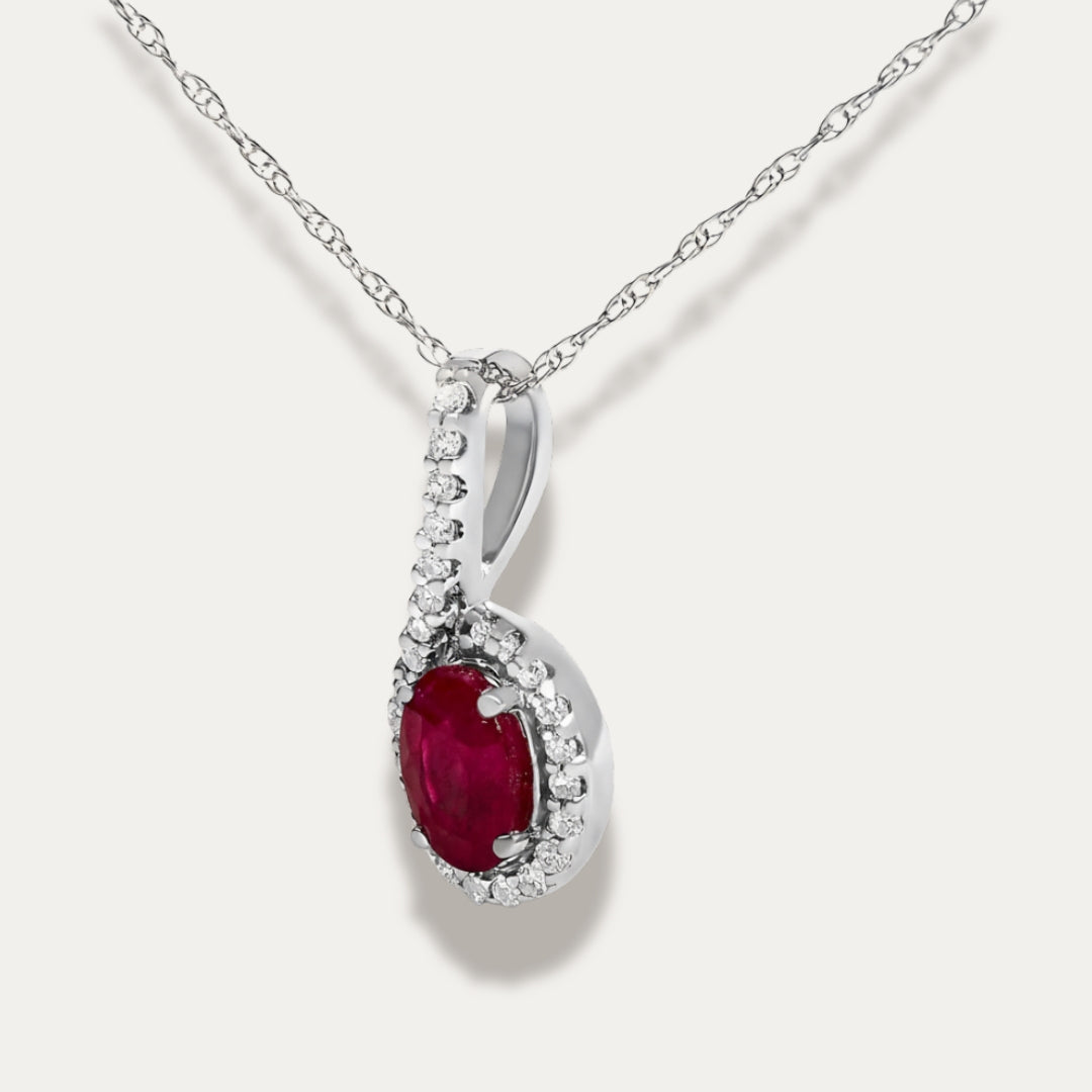 Carmine Teardrop Pendant Necklace