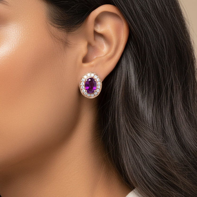 Cassia Halo Stud Earrings