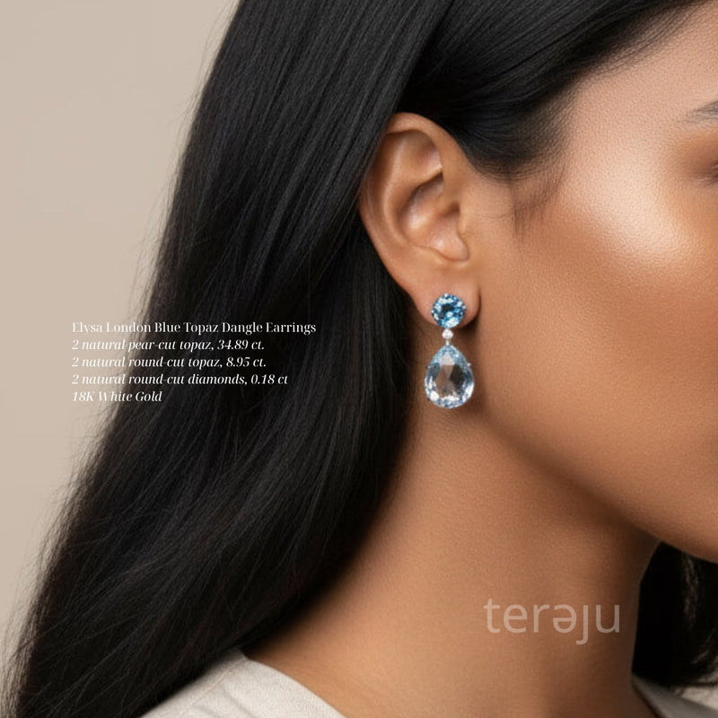 Elysa London Blue Topaz Dangle Earrings
