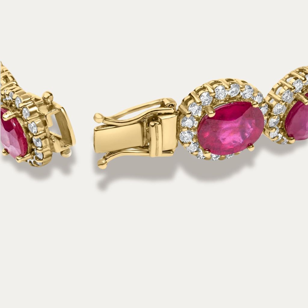 Erzulienne Natural Red Ruby Halo Link Bracelet