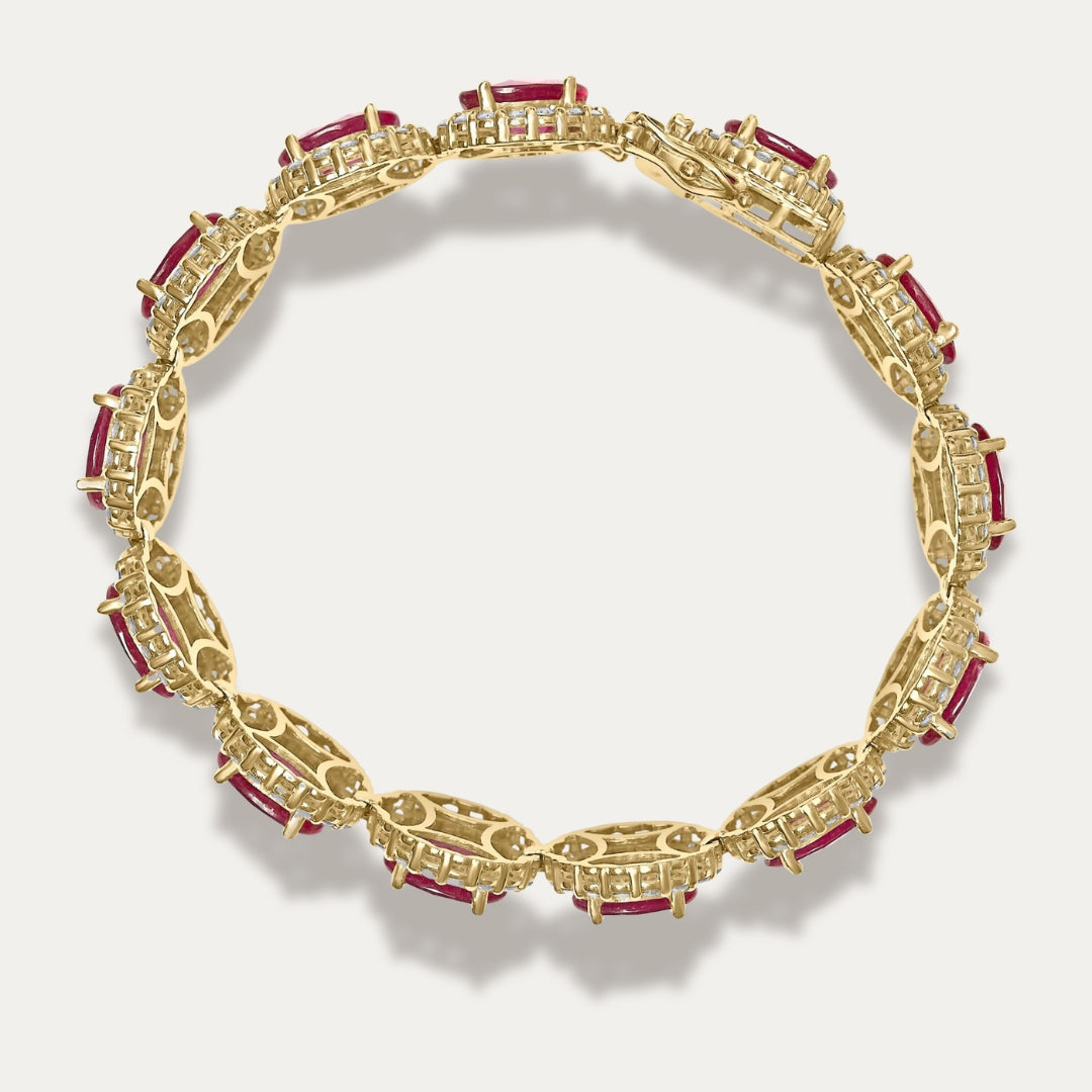 Erzulienne Natural Red Ruby Halo Link Bracelet