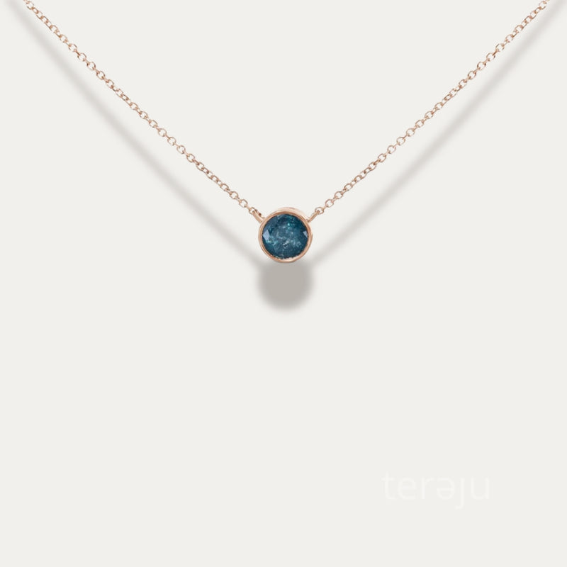 Ophelia Blue Diamond Solitaire Pendant Necklace