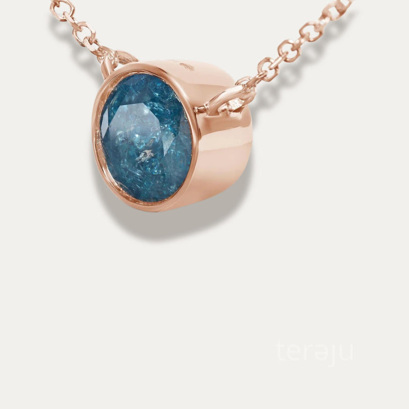 Ophelia Blue Diamond Solitaire Pendant Necklace