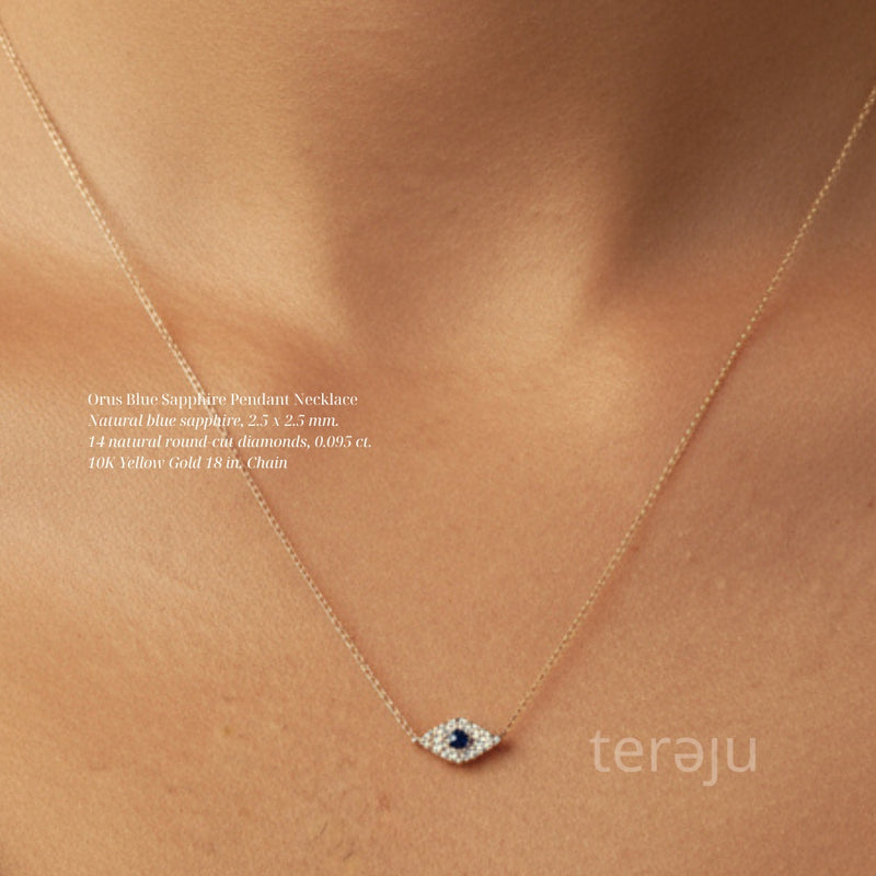 Orus Blue Sapphire Pendant Necklace