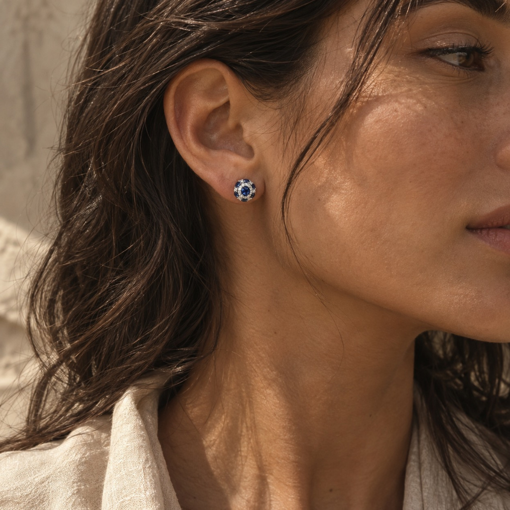 Clair de Saphir Vintage Style Stud Earrings