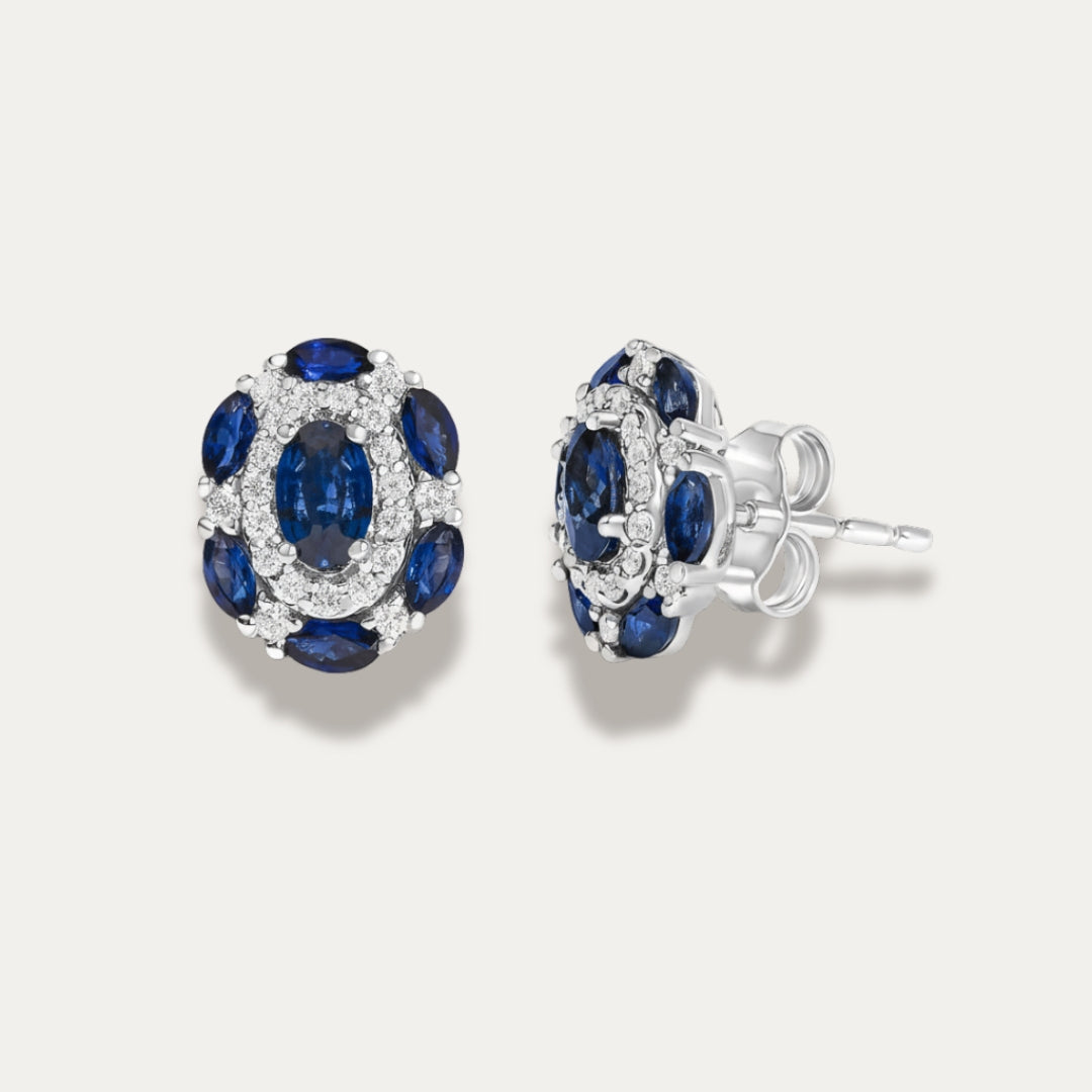 Clair de Saphir Vintage Style Stud Earrings