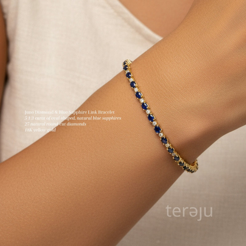 Juno Diamond & Blue Sapphire Link Bracelet